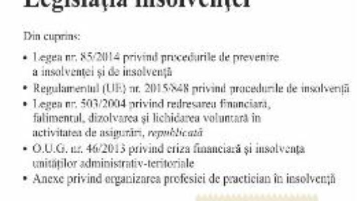 Cartea Legislatia insolventei act. 19.11.2018 (download, pret, reducere)