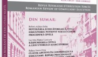 Cartea Revista romana de executare silita. Nr.1 din 2019 (download, pret, reducere)