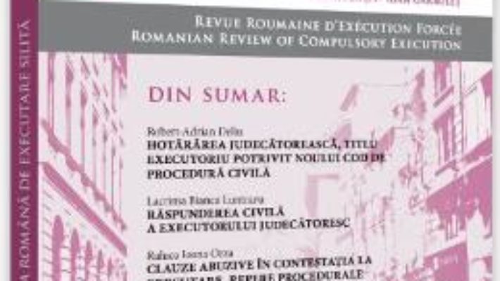 Cartea Revista romana de executare silita. Nr.1 din 2019 (download, pret, reducere)