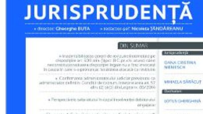 Pret Carte Revista romana de jurisprudenta 3 din 2017 – Gheorghe Buta, Nicoleta Tandareanu PDF Online