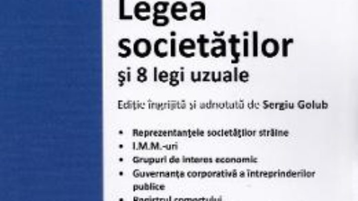 Cartea Legea societatilor si 8 legi uzuale Ed.2020 (download, pret, reducere)